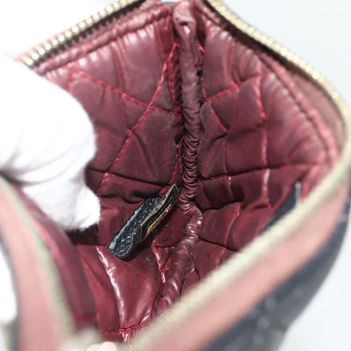 CHANEL Pouch Caviar Skin Black Gold CC Auth 170547A