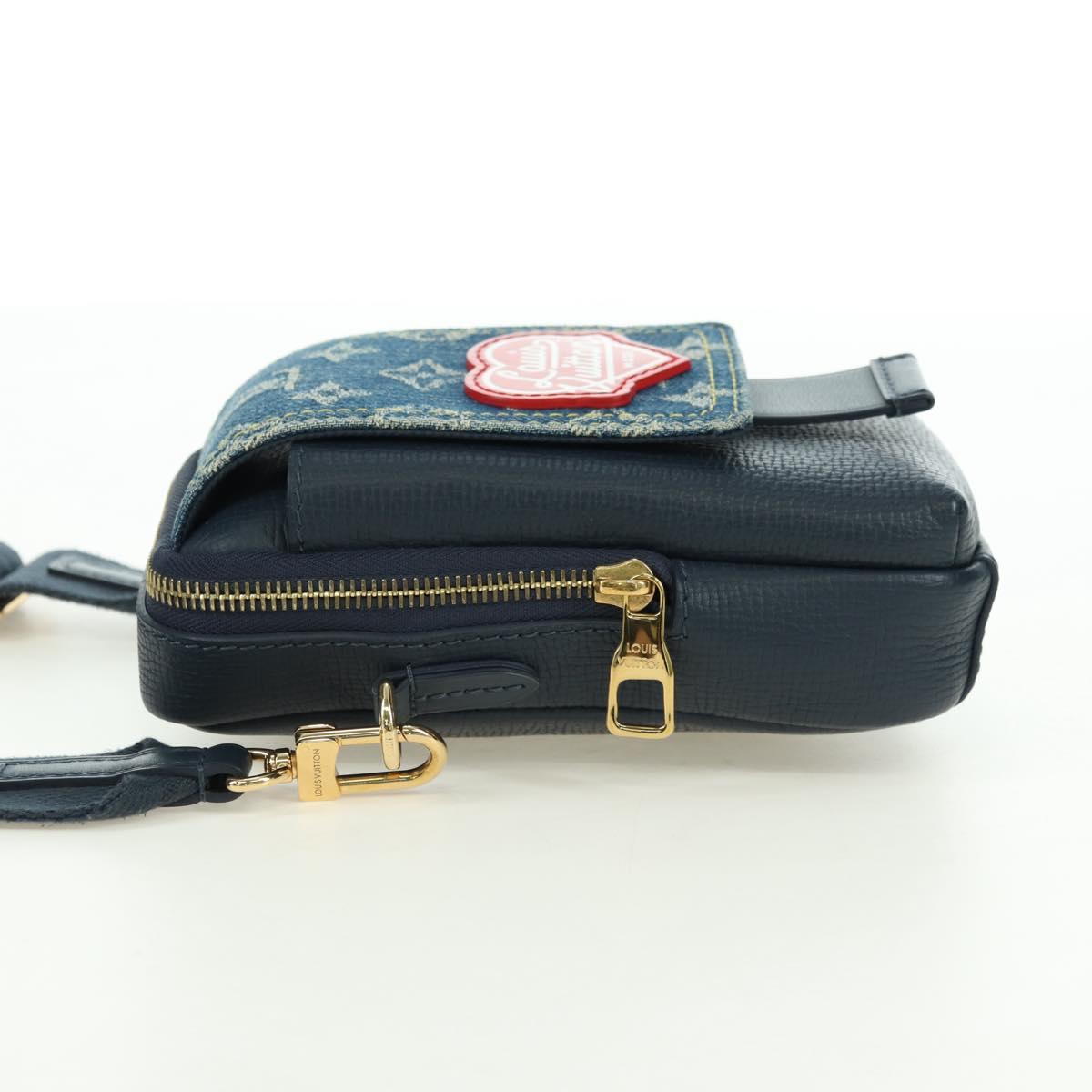 LOUIS VUITTON Denim LVxNIGO Double Phone Pouch Bag Blue M81060 Auth 170550SM
