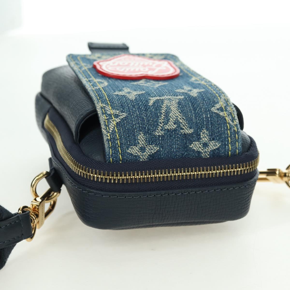 LOUIS VUITTON Denim LVxNIGO Double Phone Pouch Bag Blue M81060 Auth 170550SM
