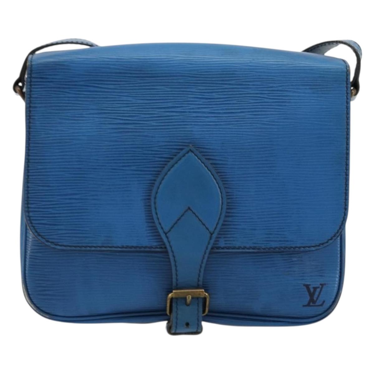 LOUIS VUITTON Epi Cartouchiere MM Shoulder Bag Blue M52245 LV Auth 170556