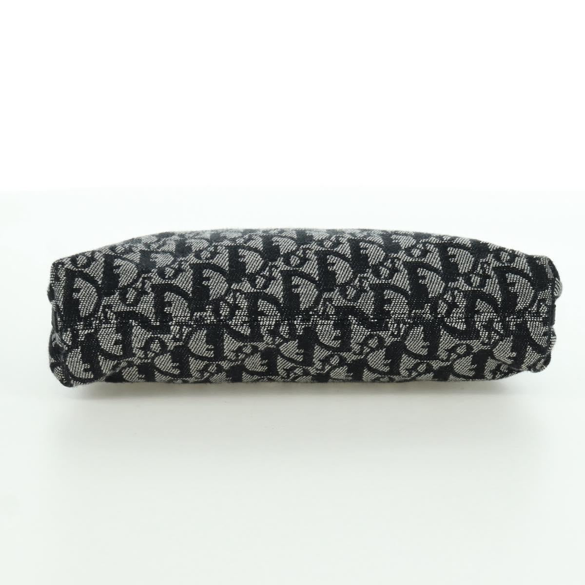 Christian Dior Trotter Canvas Accessory Pouch Black Silver Auth 170558V