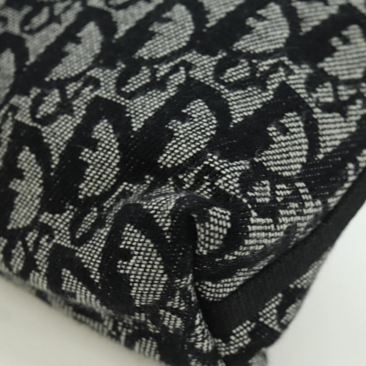 Christian Dior Trotter Canvas Accessory Pouch Black Silver Auth 170558V