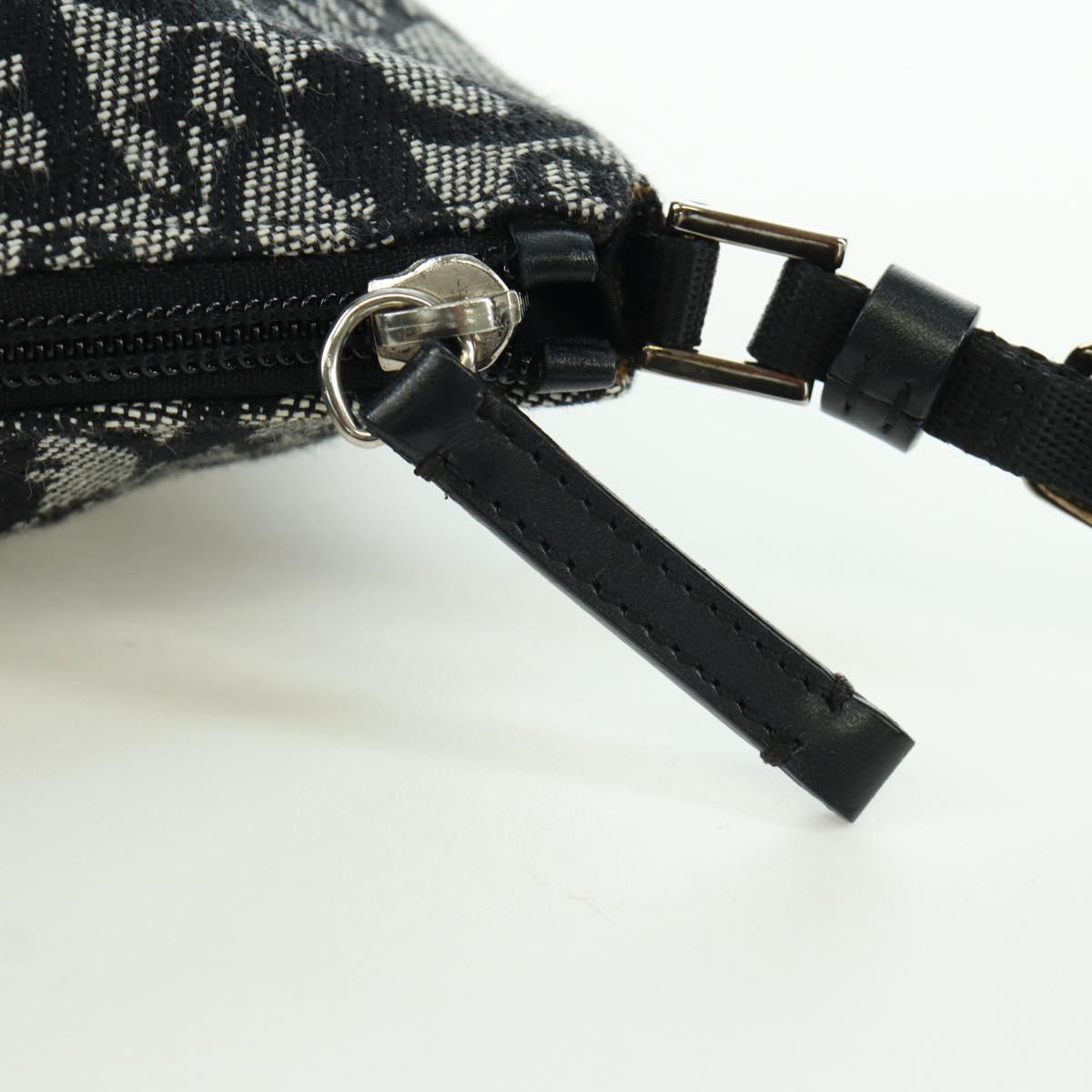 Christian Dior Trotter Canvas Accessory Pouch Black Silver Auth 170558V