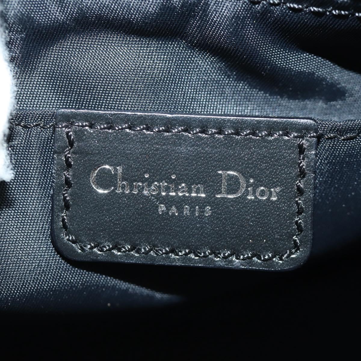 Christian Dior Trotter Canvas Accessory Pouch Black Silver Auth 170558V