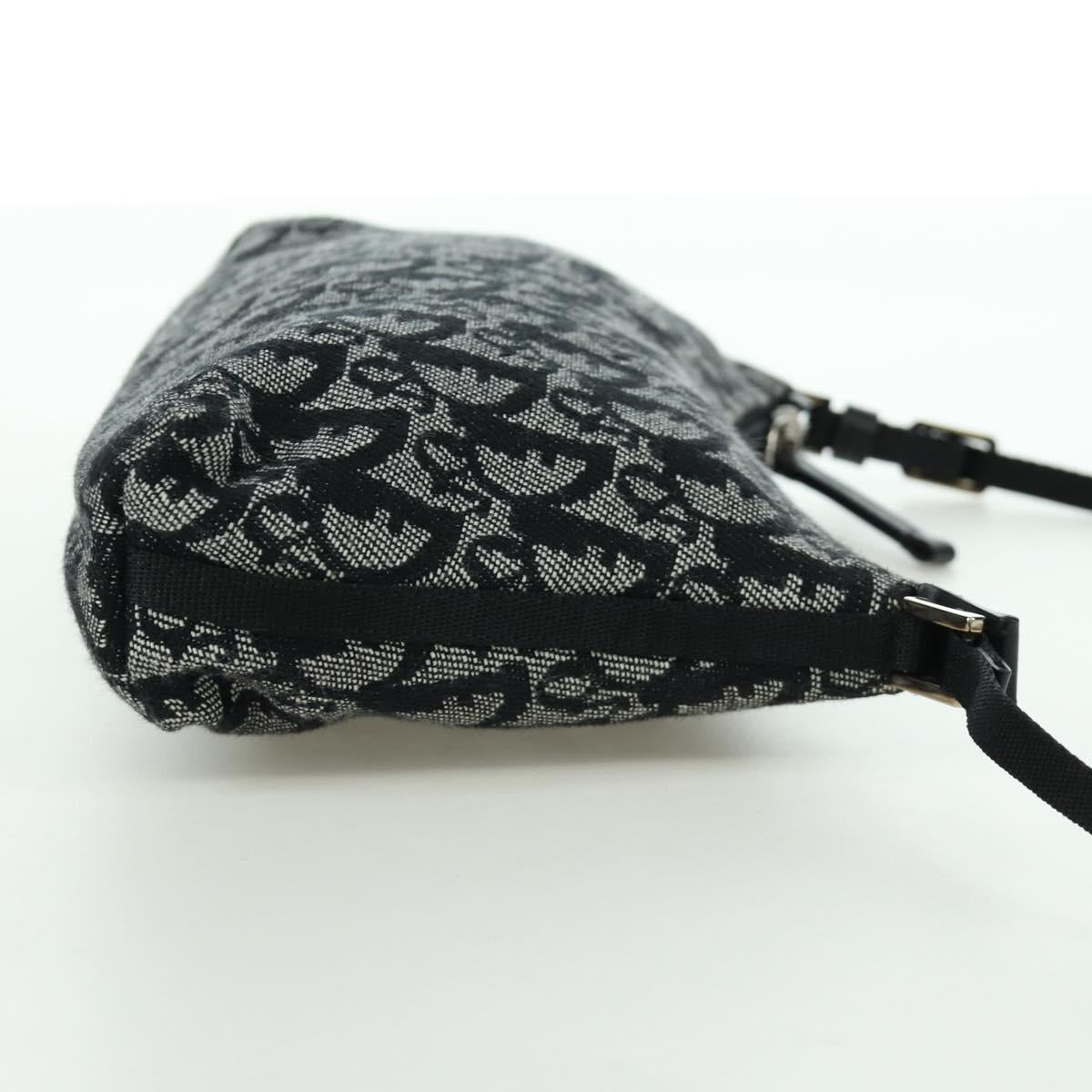 Christian Dior Trotter Canvas Accessory Pouch Black Silver Auth 170558V