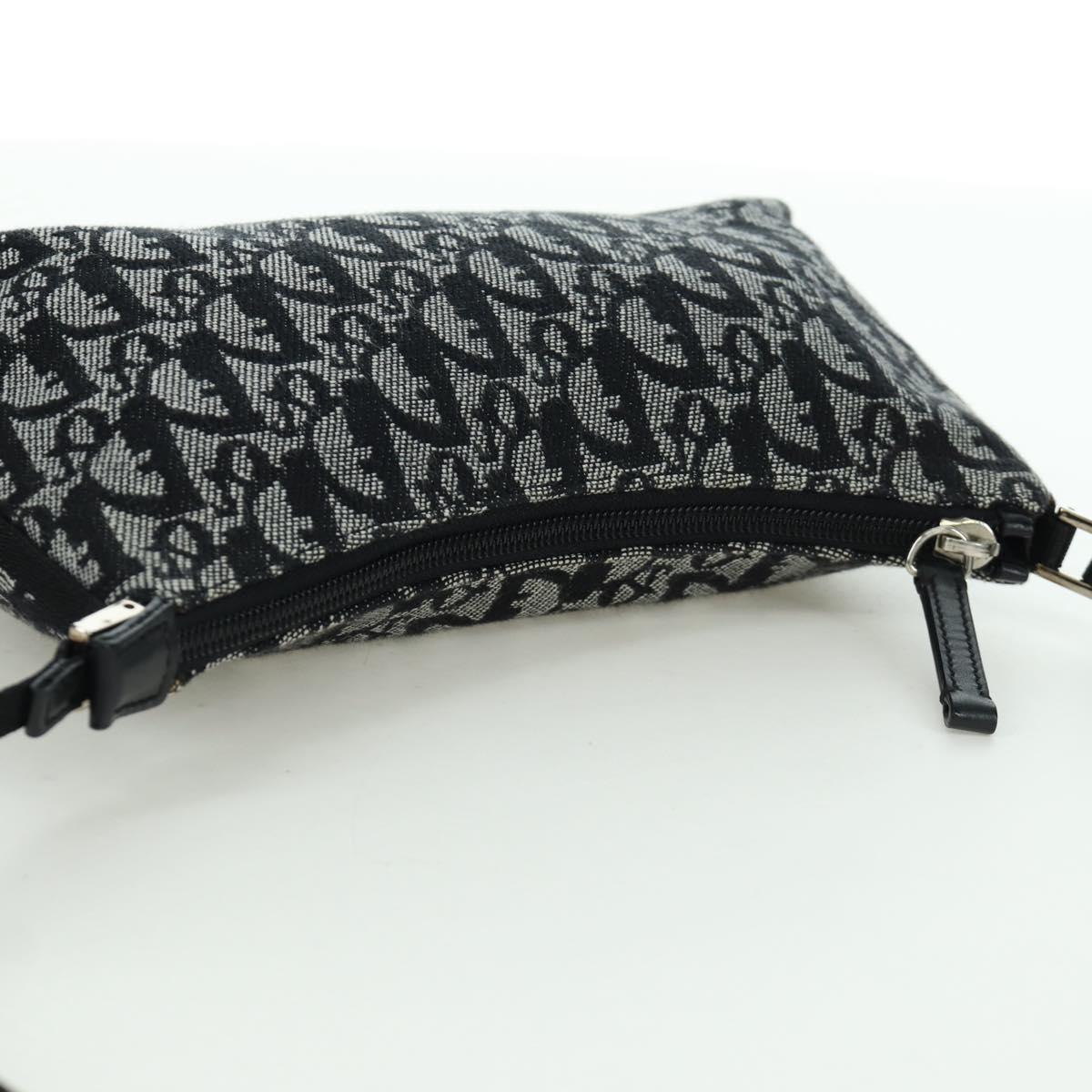 Christian Dior Trotter Canvas Accessory Pouch Black Silver Auth 170558V