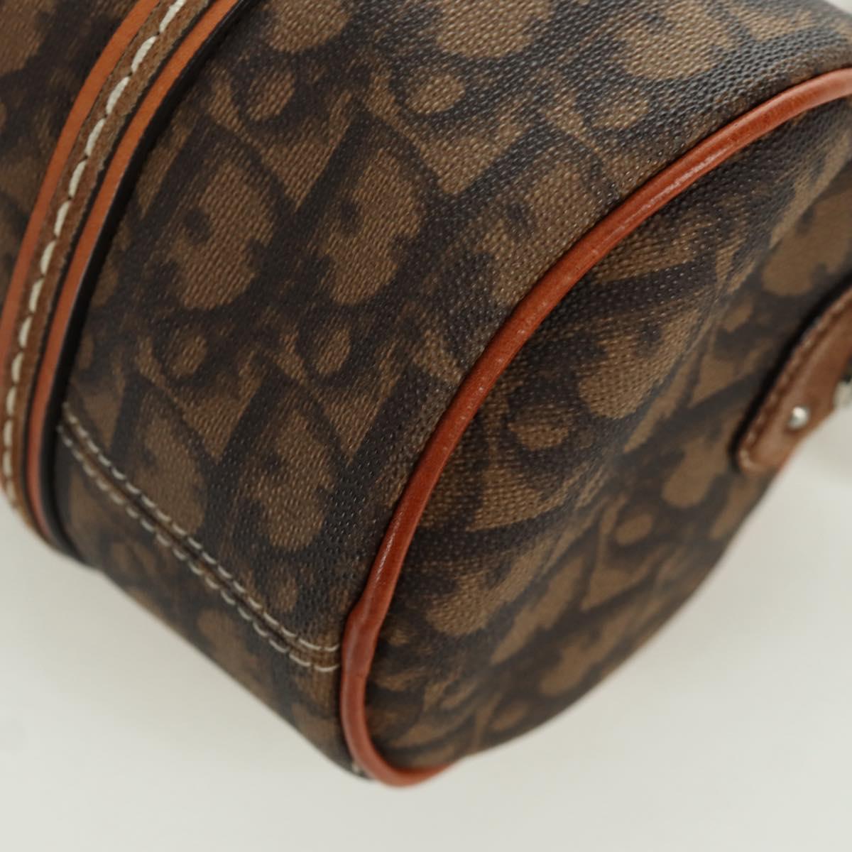 Christian Dior Romantic Trotter Canvas Hand Bag PVC Brown Silver Auth 170563V
