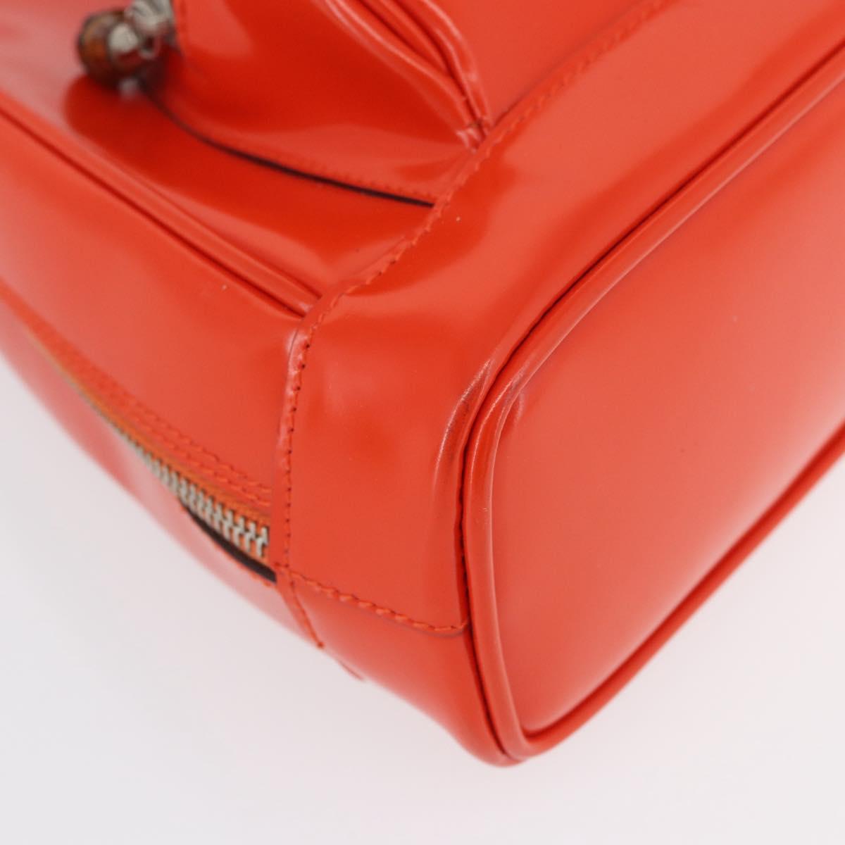 GUCCI Bamboo Shoulder Bag Patent leather Orange Silver 003 1998 0127 Auth 170571