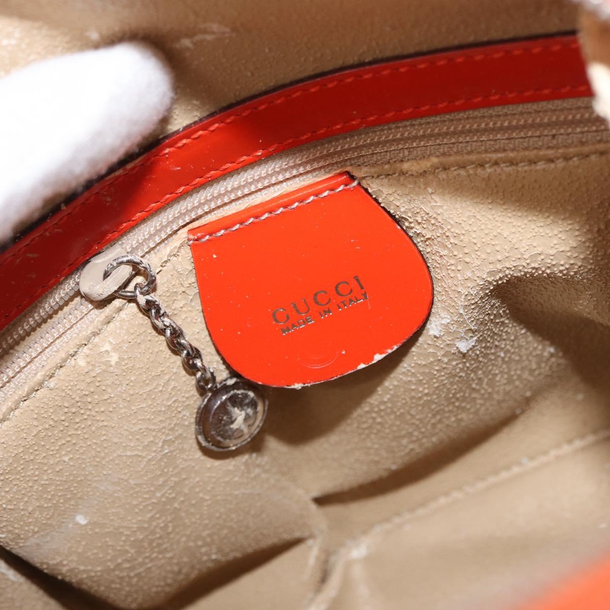 GUCCI Bamboo Shoulder Bag Patent leather Orange Silver 003 1998 0127 Auth 170571
