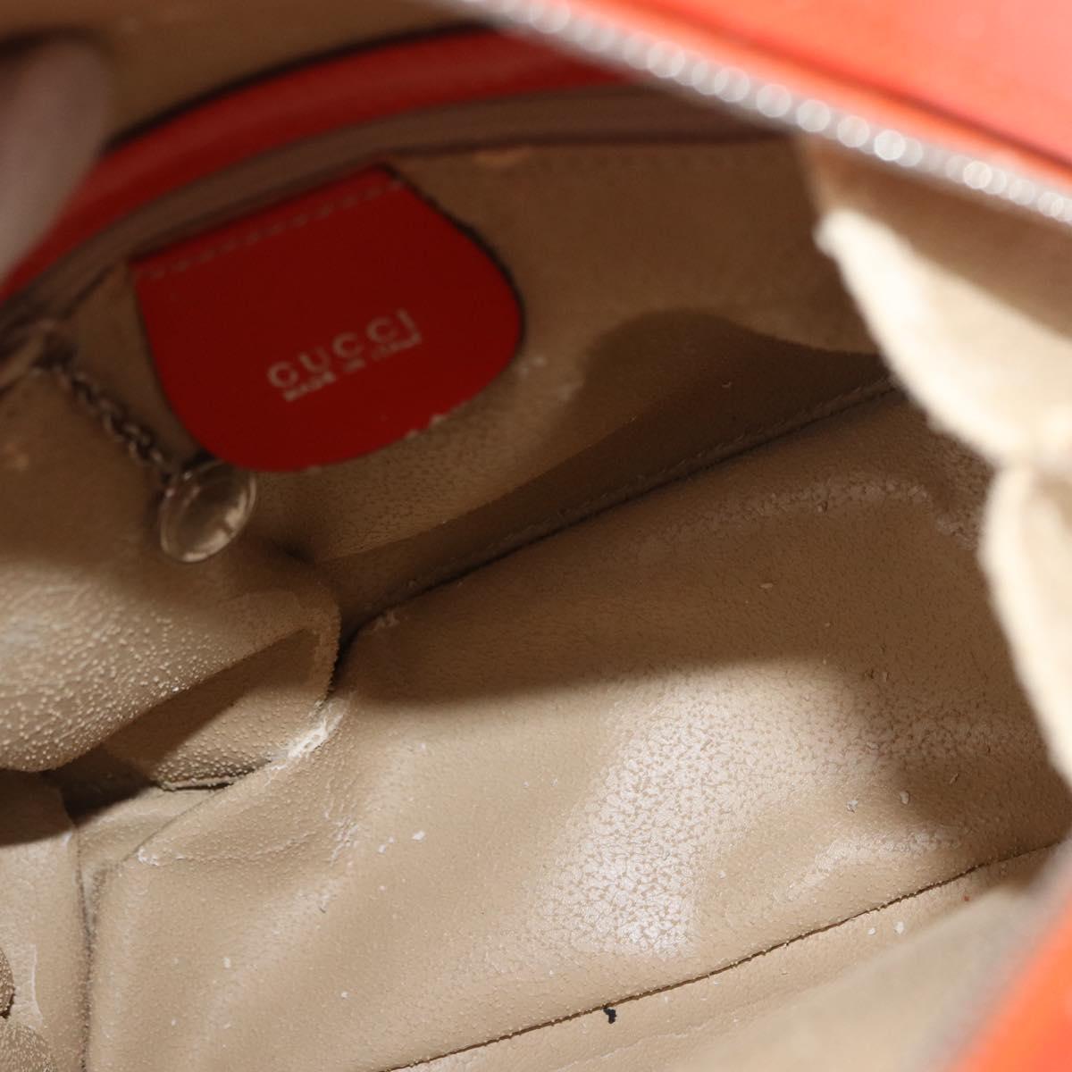 GUCCI Bamboo Shoulder Bag Patent leather Orange Silver 003 1998 0127 Auth 170571