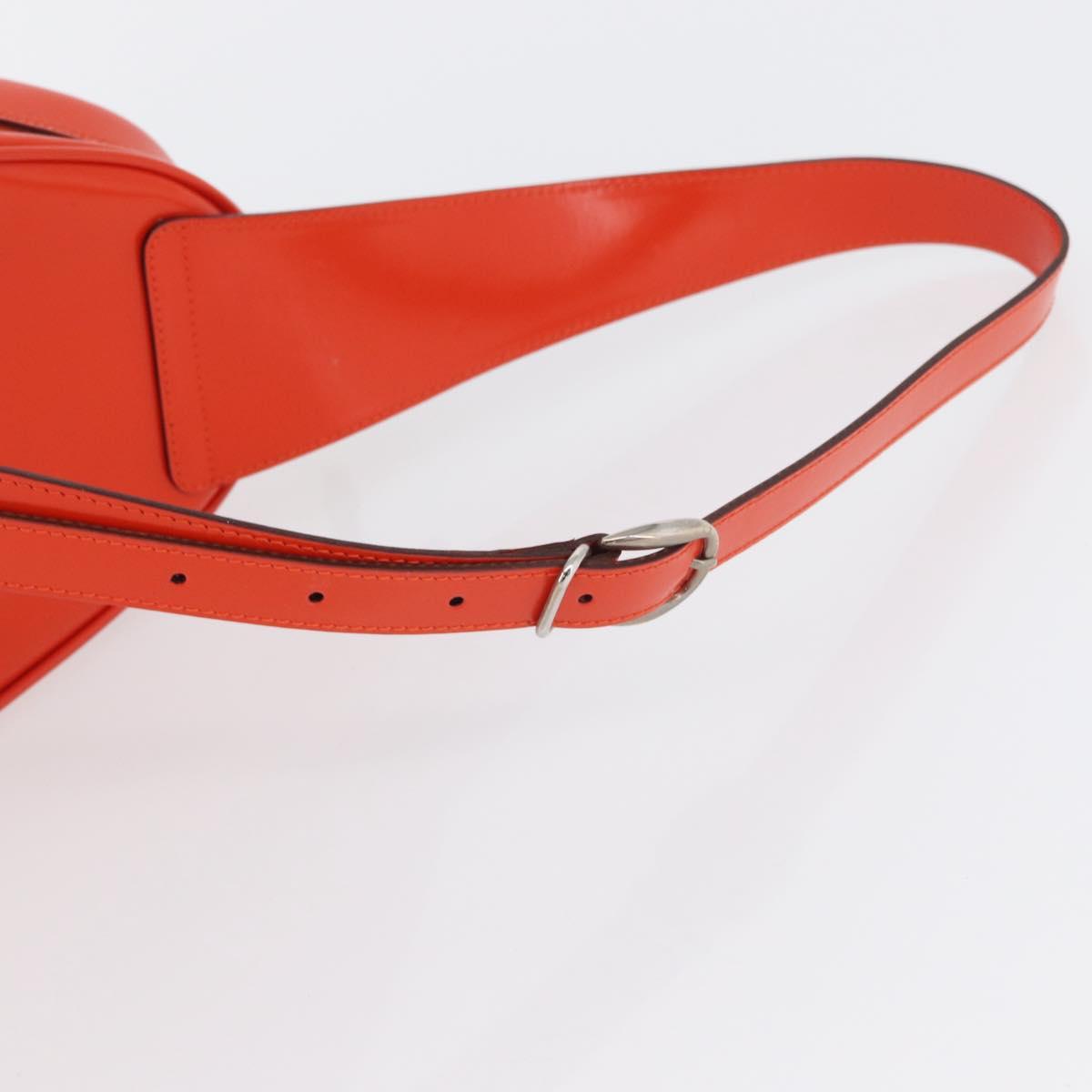 GUCCI Bamboo Shoulder Bag Patent leather Orange Silver 003 1998 0127 Auth 170571