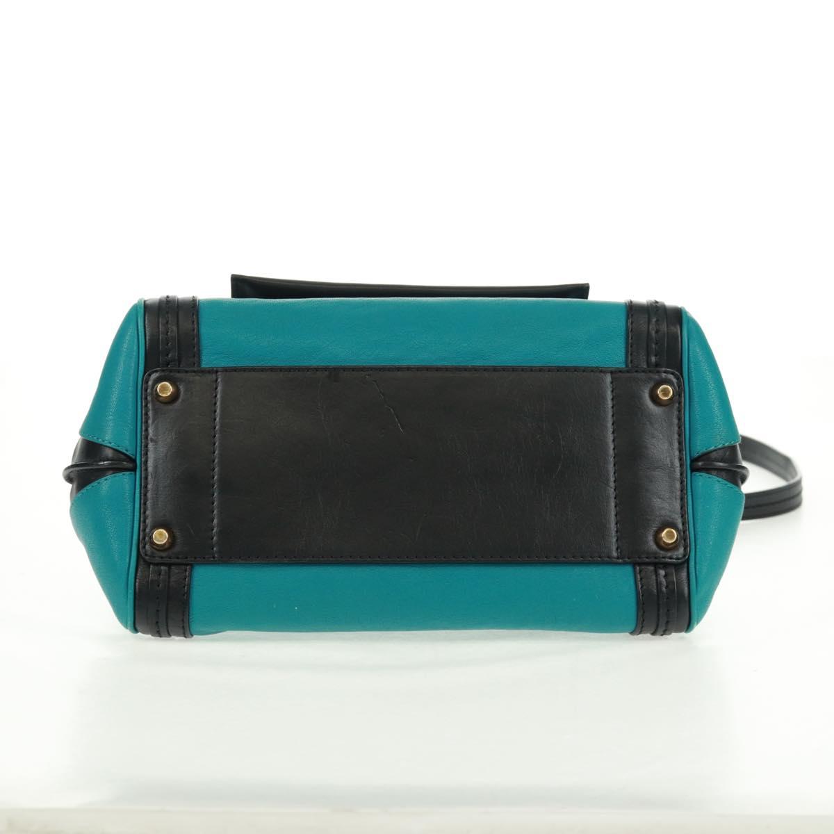 Chloe Alice Hand Bag Leather 2way Blue Gold Auth 170574V