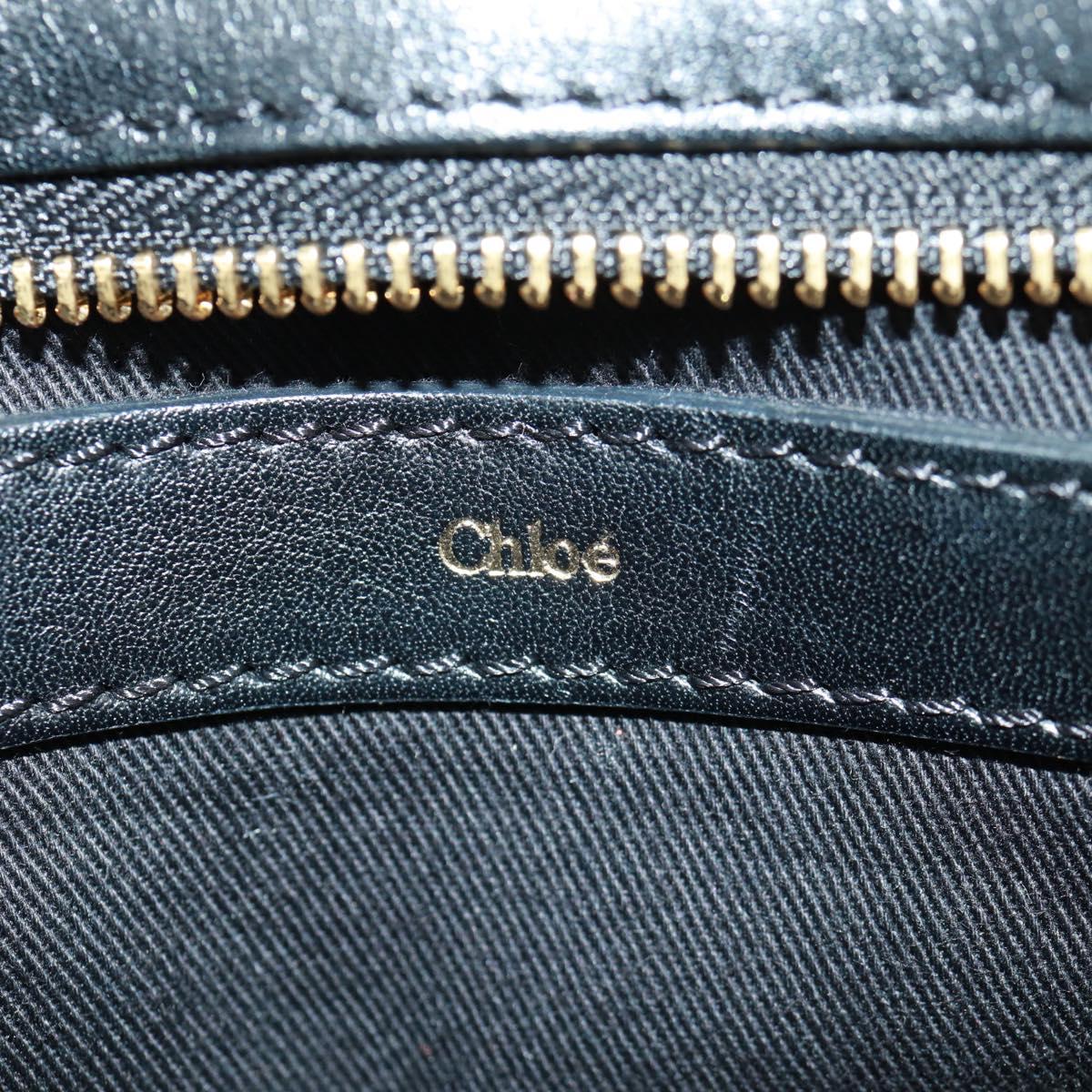 Chloe Alice Hand Bag Leather 2way Blue Gold Auth 170574V