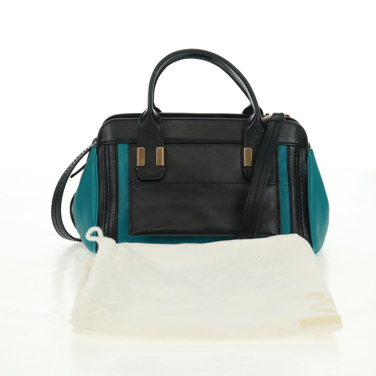 Chloe Alice Hand Bag Leather 2way Blue Gold Auth 170574V