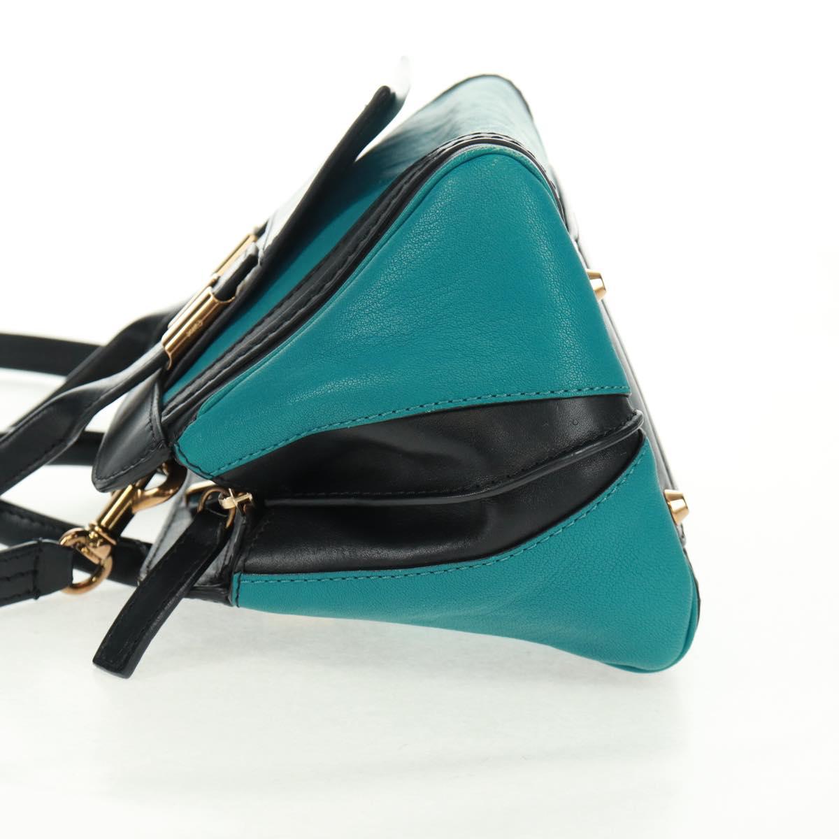 Chloe Alice Hand Bag Leather 2way Blue Gold Auth 170574V