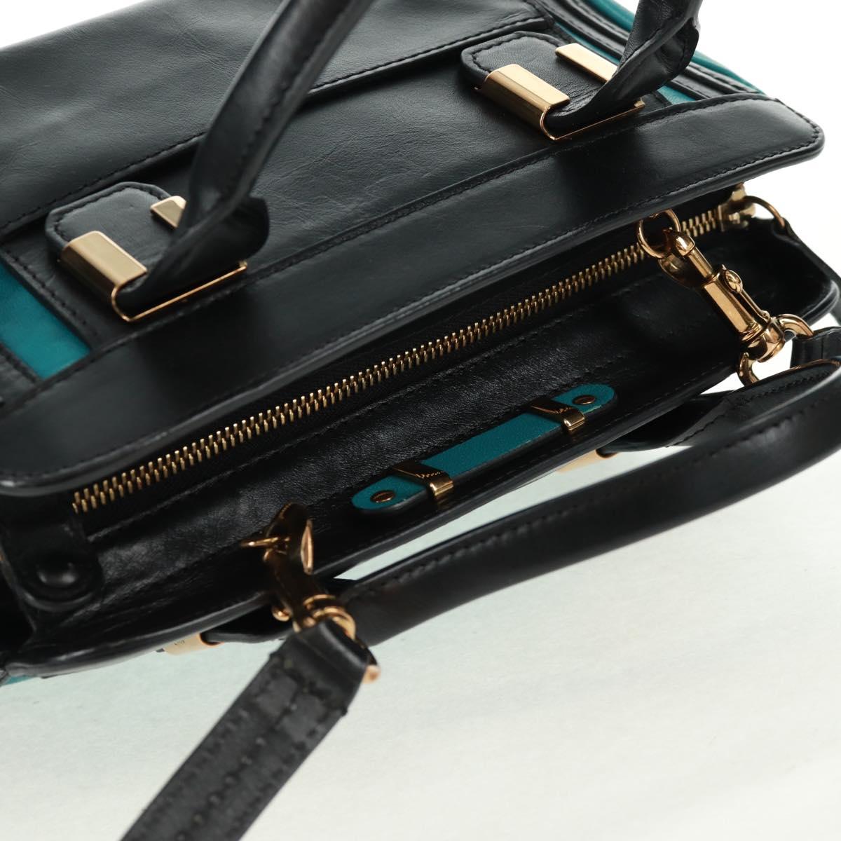 Chloe Alice Hand Bag Leather 2way Blue Gold Auth 170574V