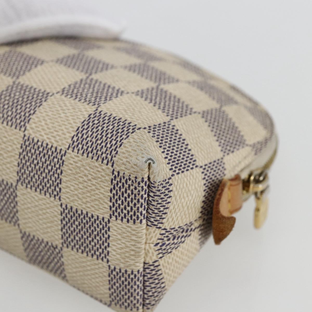 LOUIS VUITTON Damier Azur Pochette Cosmetic PM Pouch N60024 LV Auth 170582