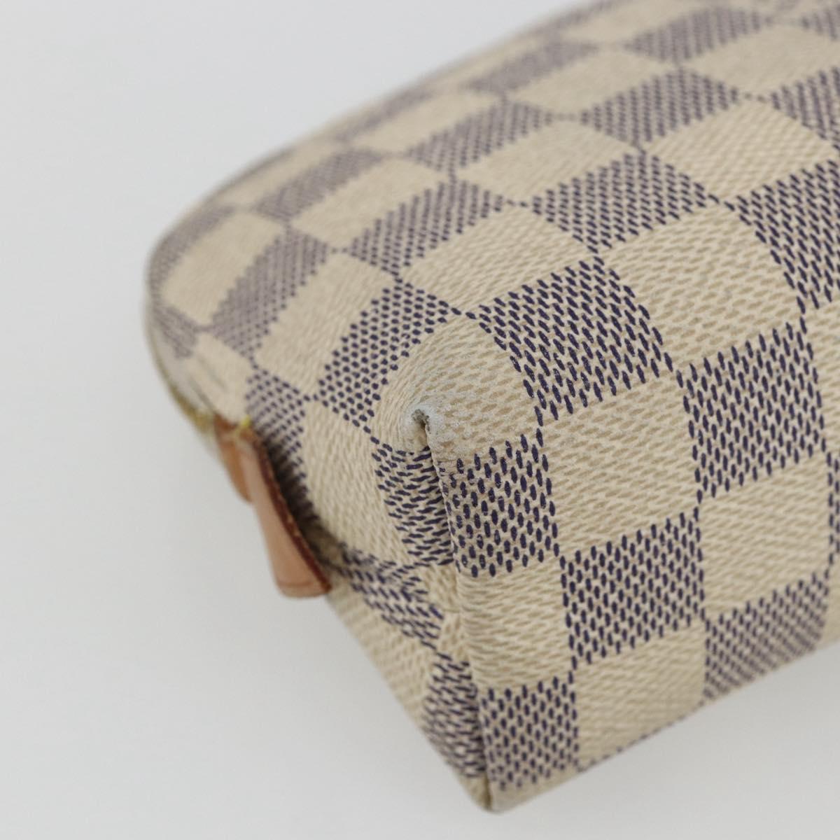 LOUIS VUITTON Damier Azur Pochette Cosmetic PM Pouch N60024 LV Auth 170582