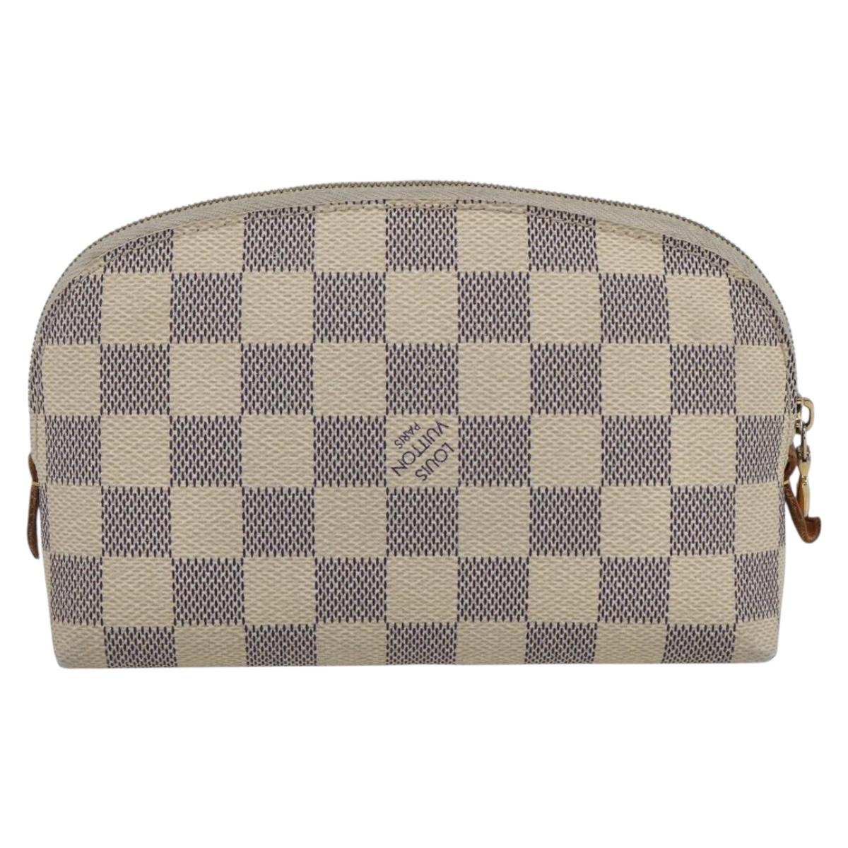 LOUIS VUITTON Damier Azur Pochette Cosmetic PM Pouch N60024 LV Auth 170582