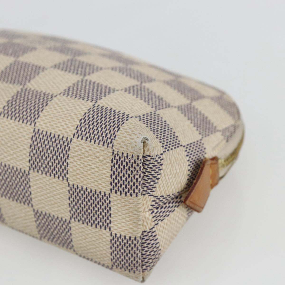 LOUIS VUITTON Damier Azur Pochette Cosmetic PM Pouch N60024 LV Auth 170582