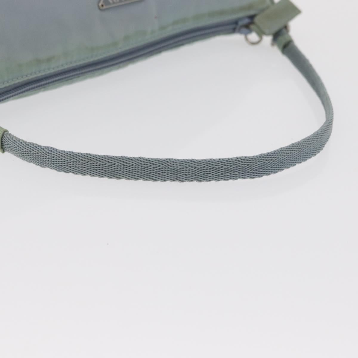 PRADA Accessory Pouch Nylon Light Blue Silver Auth 170583