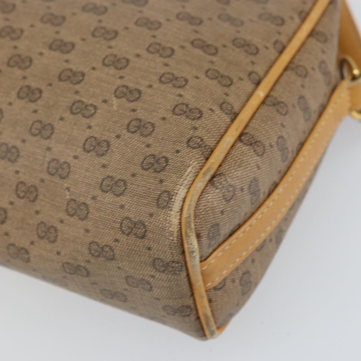 GUCCI Micro GG Supreme Shoulder Bag PVC Beige Gold Auth 170584