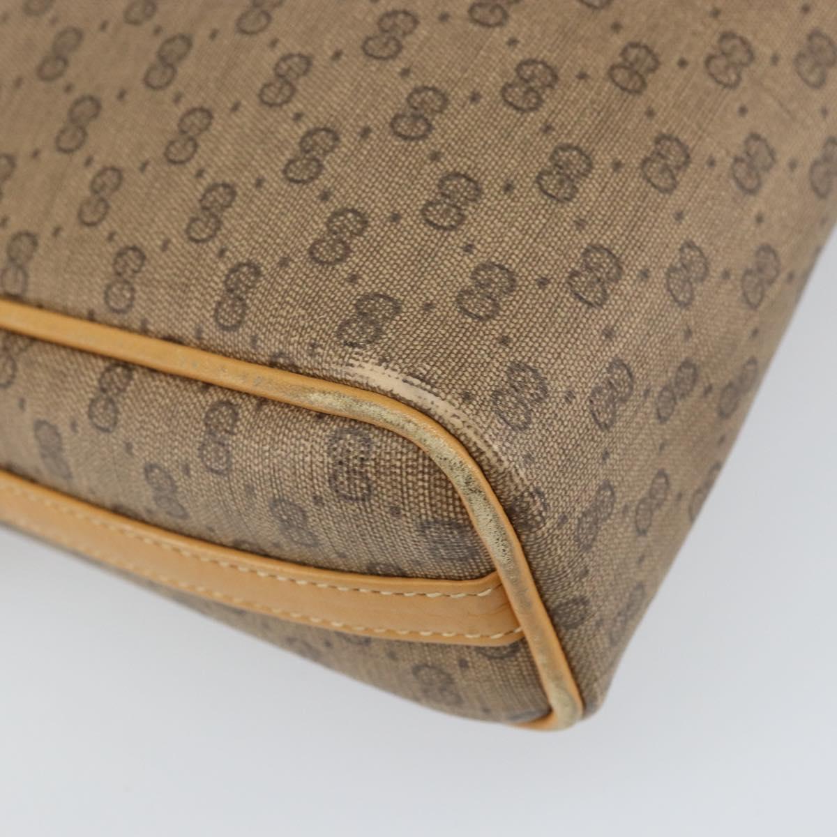 GUCCI Micro GG Supreme Shoulder Bag PVC Beige Gold Auth 170584