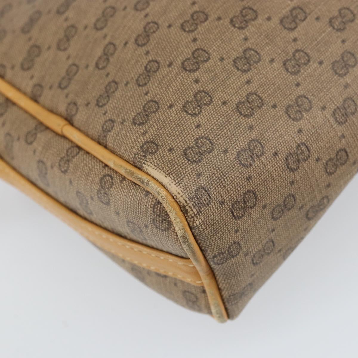 GUCCI Micro GG Supreme Shoulder Bag PVC Beige Gold Auth 170584