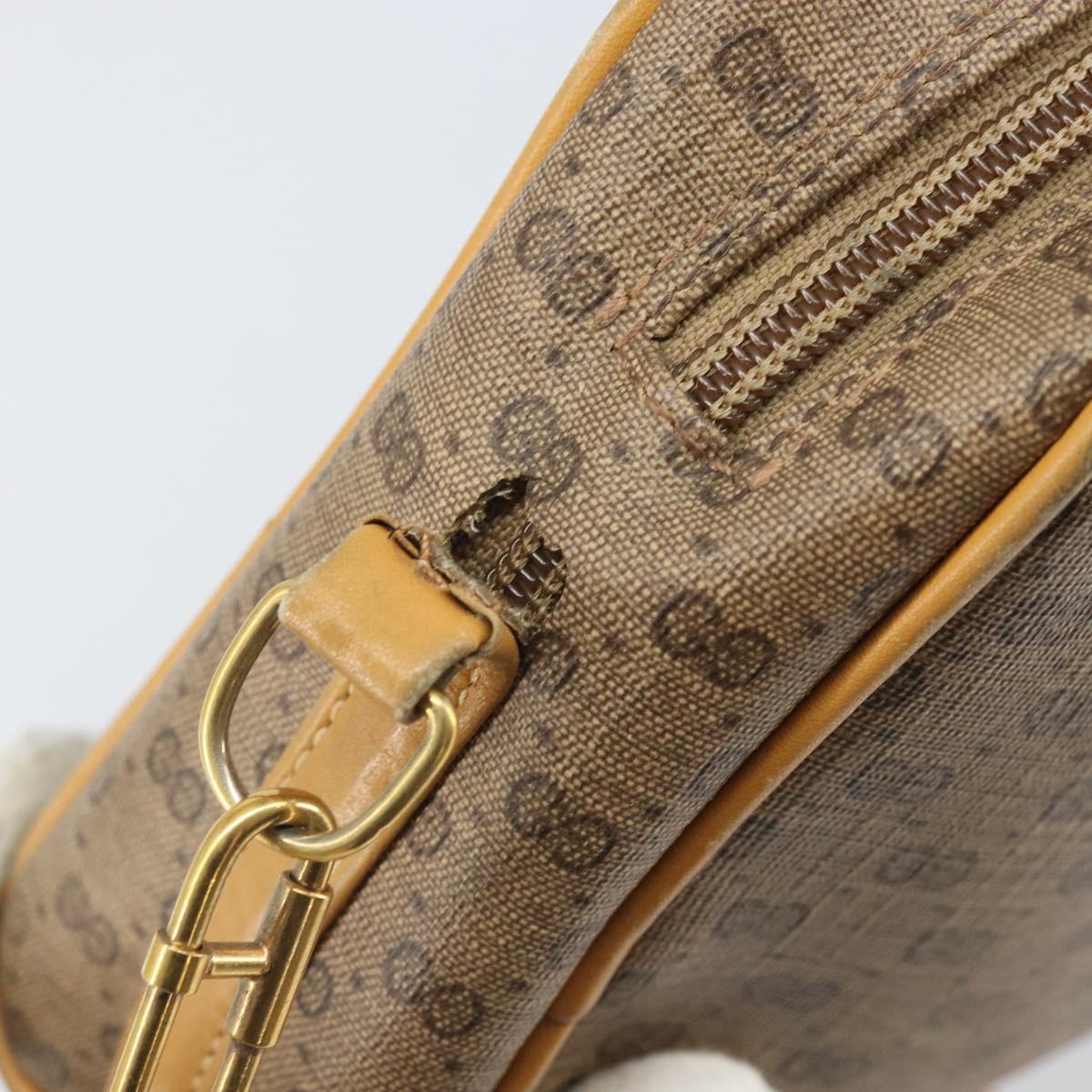 GUCCI Micro GG Supreme Shoulder Bag PVC Beige Gold Auth 170584