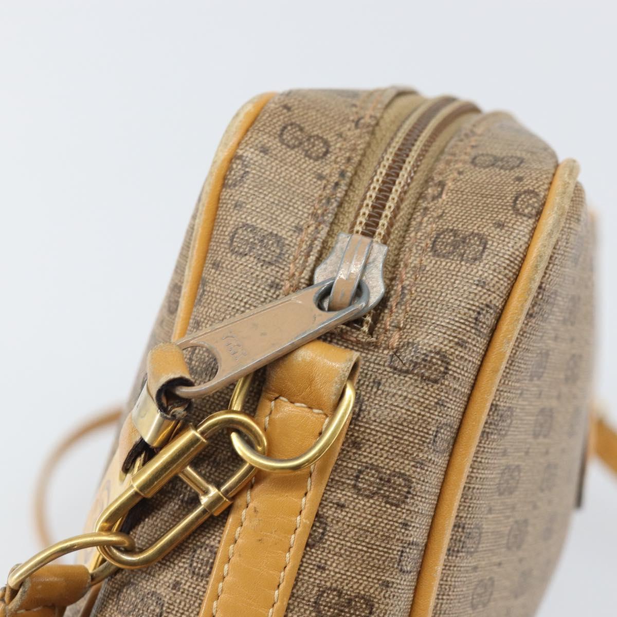 GUCCI Micro GG Supreme Shoulder Bag PVC Beige Gold Auth 170584
