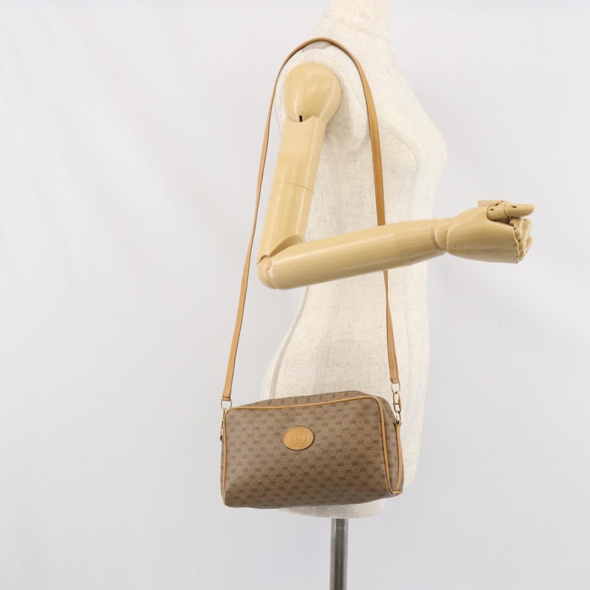GUCCI Micro GG Supreme Shoulder Bag PVC Beige Gold Auth 170584
