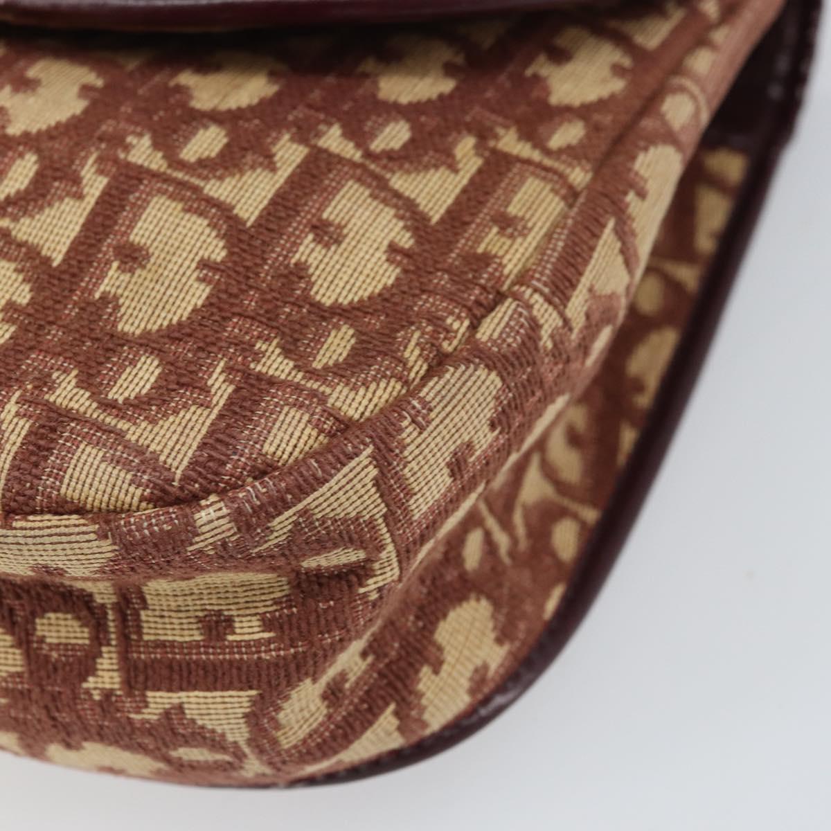 Christian Dior Trotter Canvas Shoulder Bag Red Gold Auth 170588