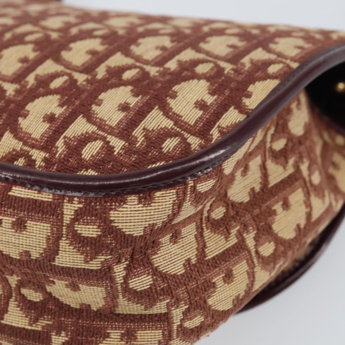 Christian Dior Trotter Canvas Shoulder Bag Red Gold Auth 170588