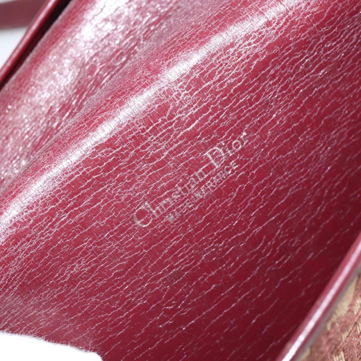 Christian Dior Trotter Canvas Shoulder Bag Red Gold Auth 170588