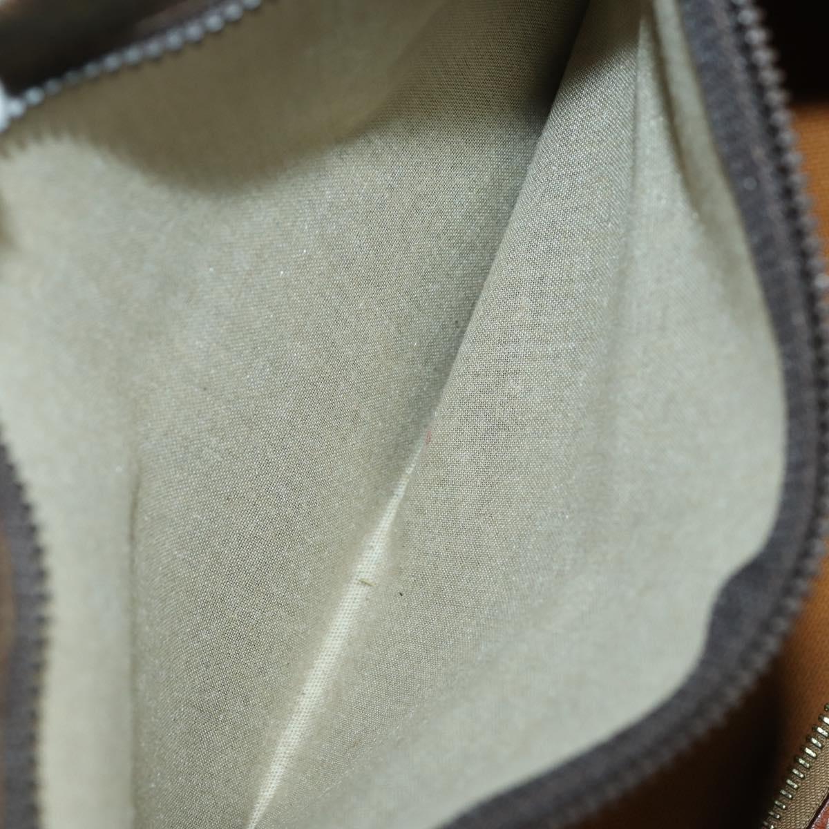 CELINE Macadam Canvas Boston Bag PVC Leather Brown Gold Auth 170598