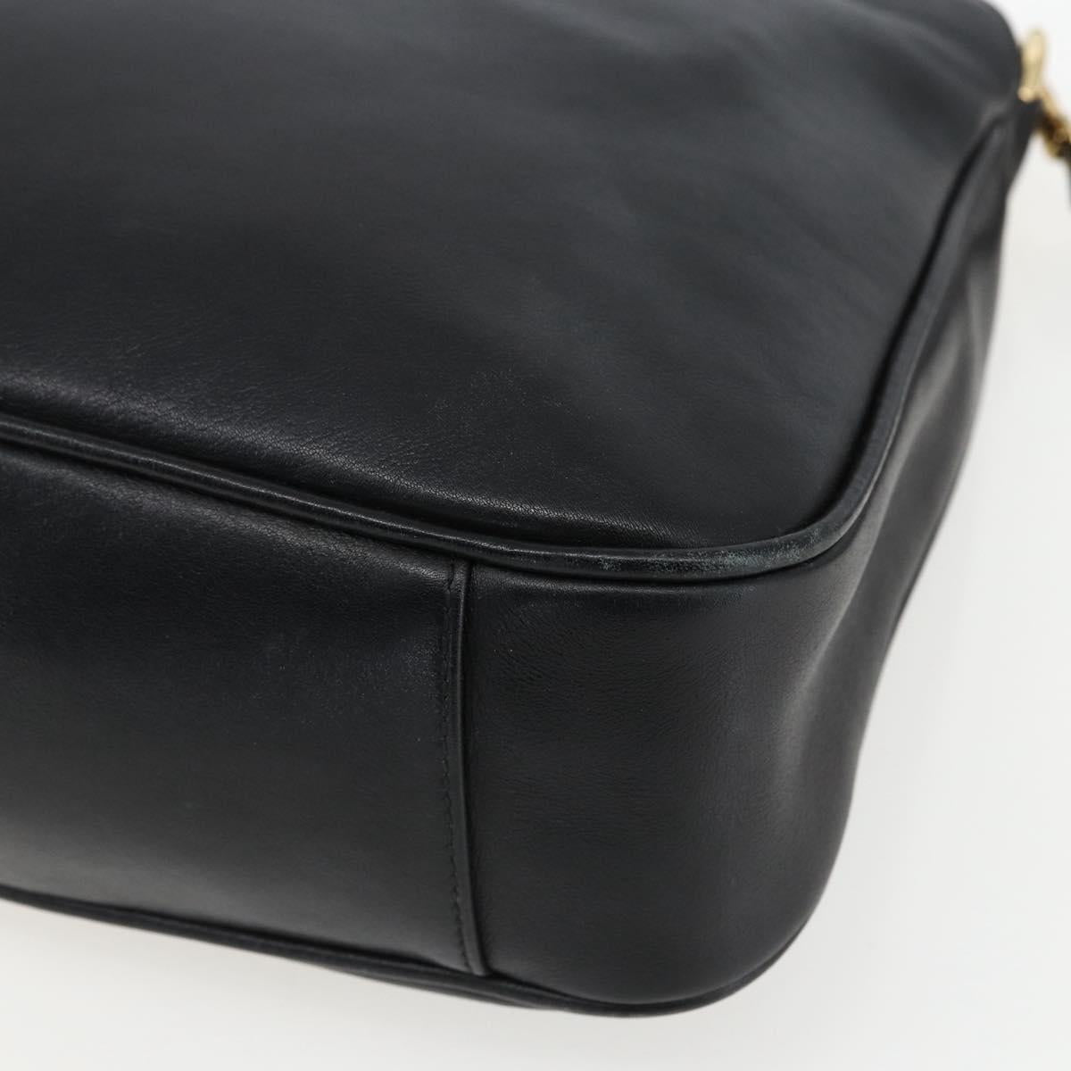 GUCCI Bamboo Hand Bag Leather 2way Black Gold 001 1638 Auth 170600