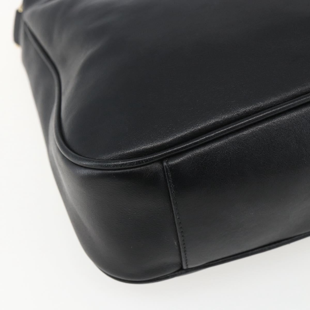 GUCCI Bamboo Hand Bag Leather 2way Black Gold 001 1638 Auth 170600