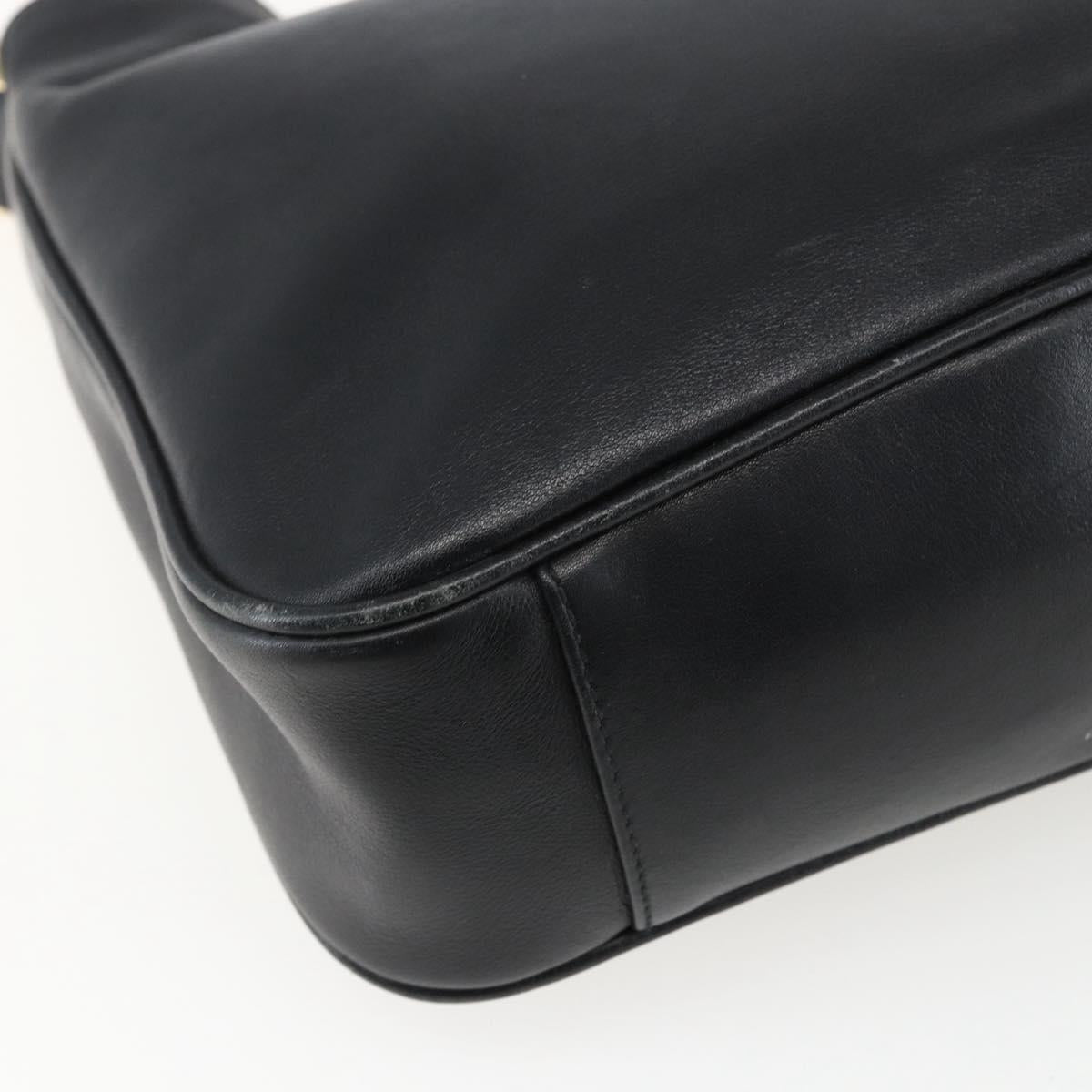 GUCCI Bamboo Hand Bag Leather 2way Black Gold 001 1638 Auth 170600