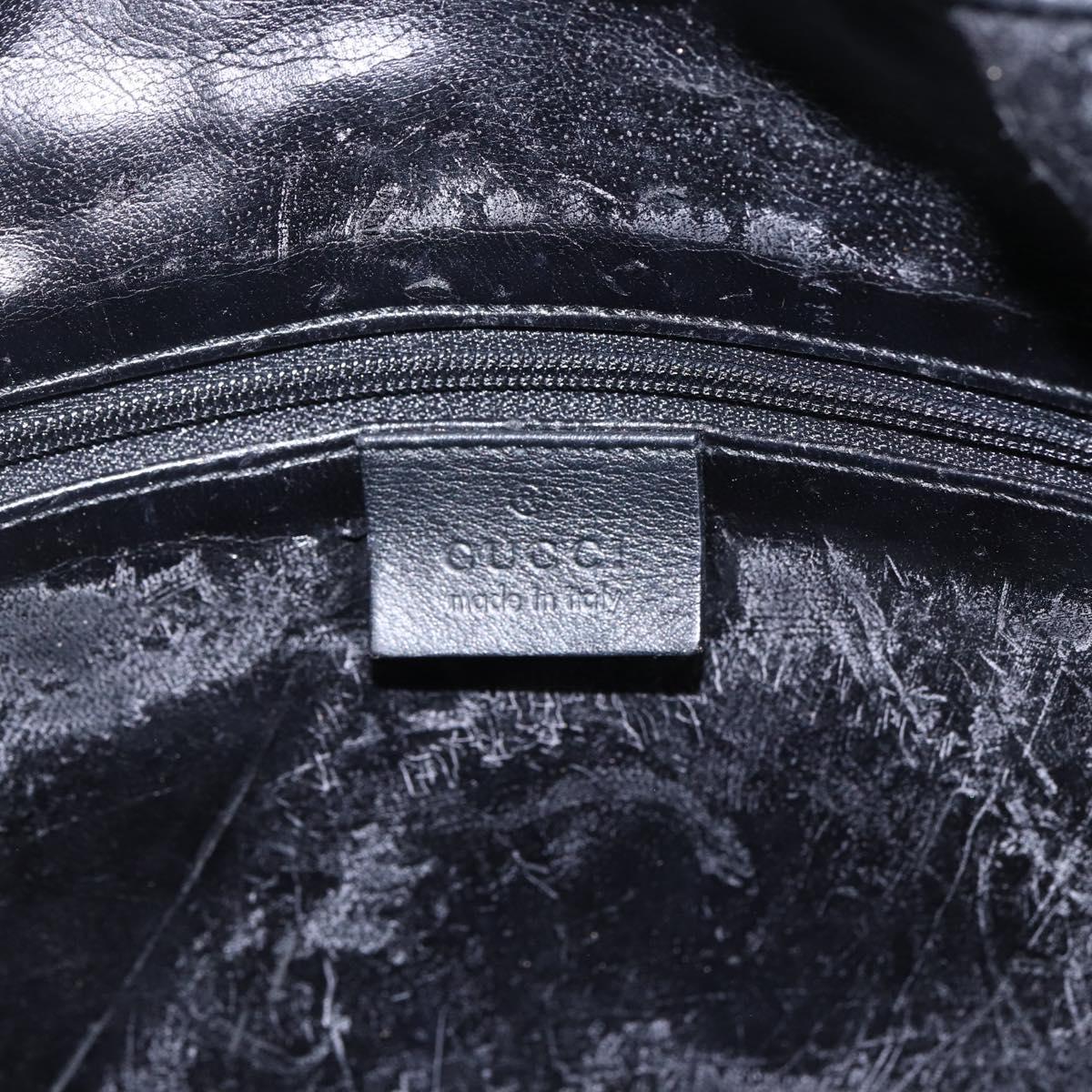 GUCCI Bamboo Hand Bag Leather 2way Black Gold 001 1638 Auth 170600