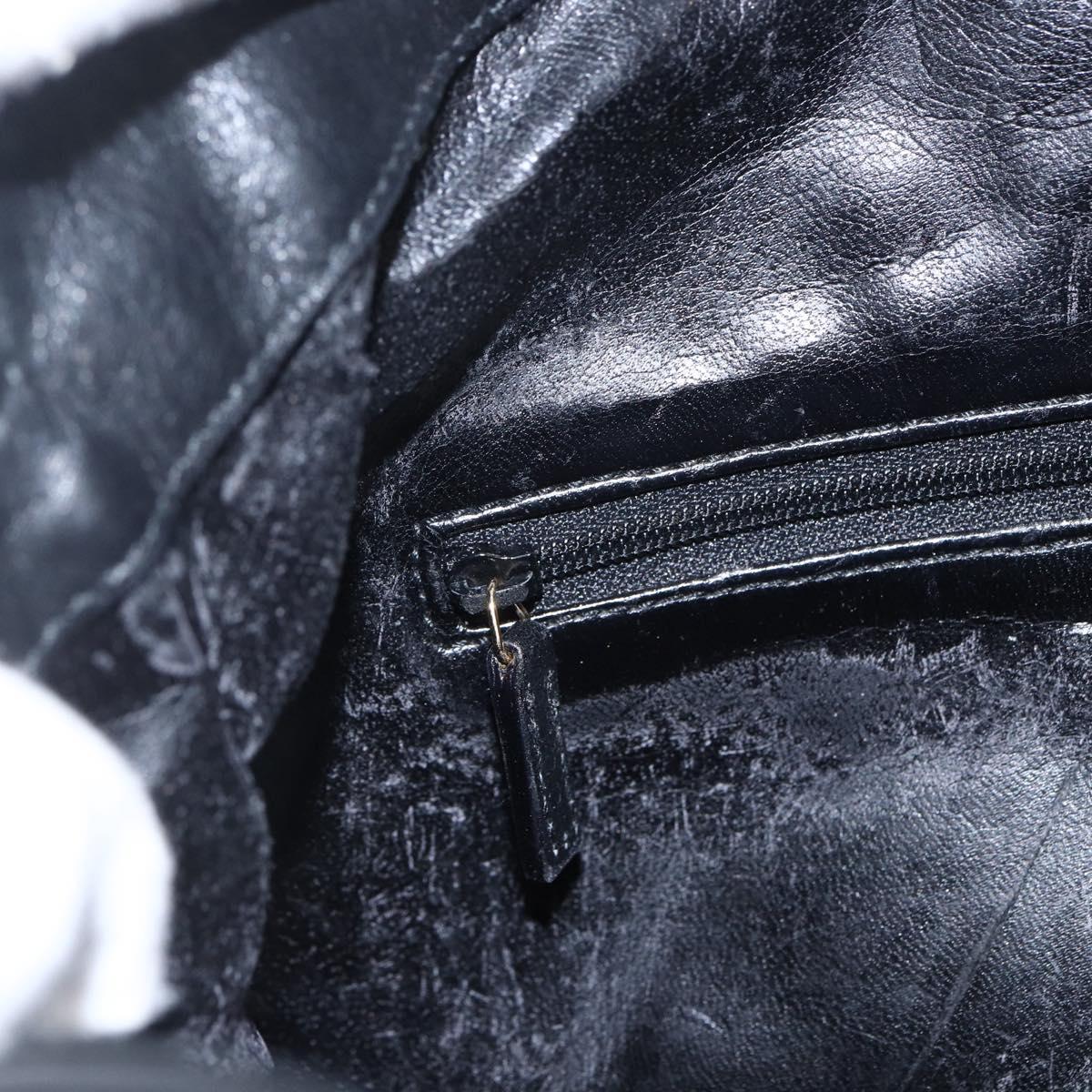 GUCCI Bamboo Hand Bag Leather 2way Black Gold 001 1638 Auth 170600