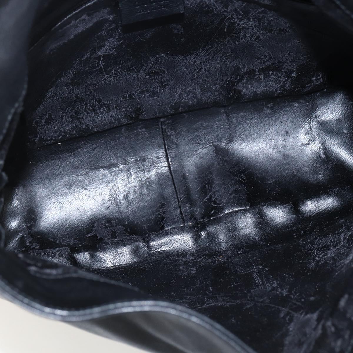 GUCCI Bamboo Hand Bag Leather 2way Black Gold 001 1638 Auth 170600