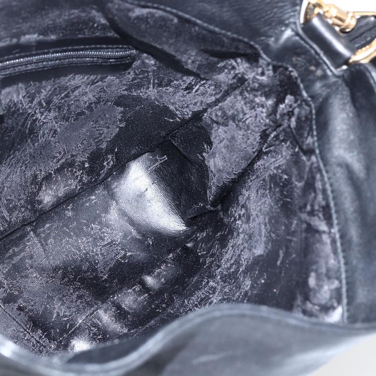 GUCCI Bamboo Hand Bag Leather 2way Black Gold 001 1638 Auth 170600