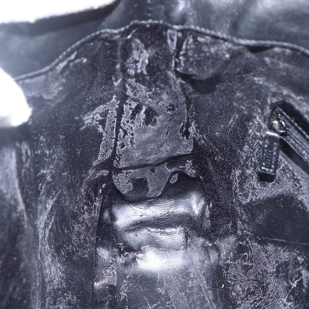 GUCCI Bamboo Hand Bag Leather 2way Black Gold 001 1638 Auth 170600