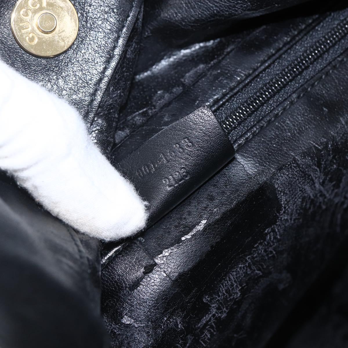 GUCCI Bamboo Hand Bag Leather 2way Black Gold 001 1638 Auth 170600