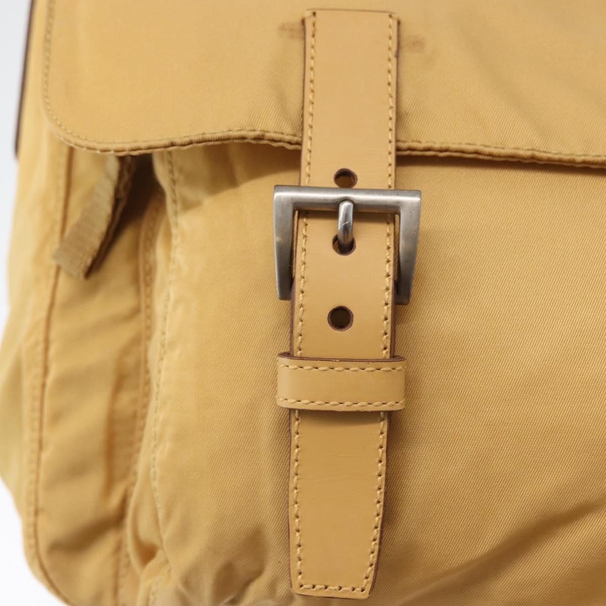 PRADA Shoulder Bag Nylon Beige Silver Auth 170601V