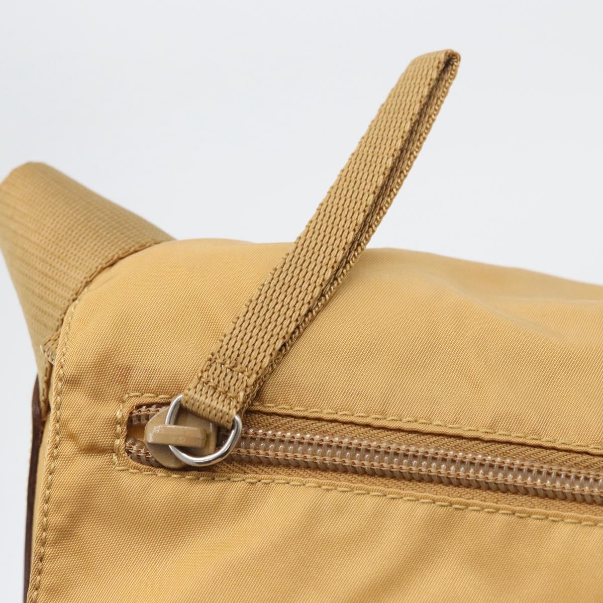 PRADA Shoulder Bag Nylon Beige Silver Auth 170601V