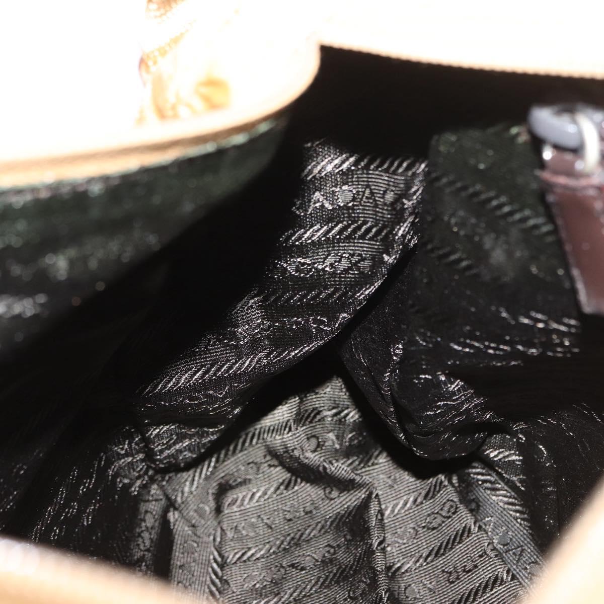 PRADA Shoulder Bag Nylon Beige Silver Auth 170601V