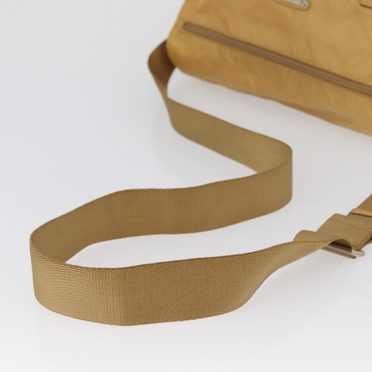PRADA Shoulder Bag Nylon Beige Silver Auth 170601V