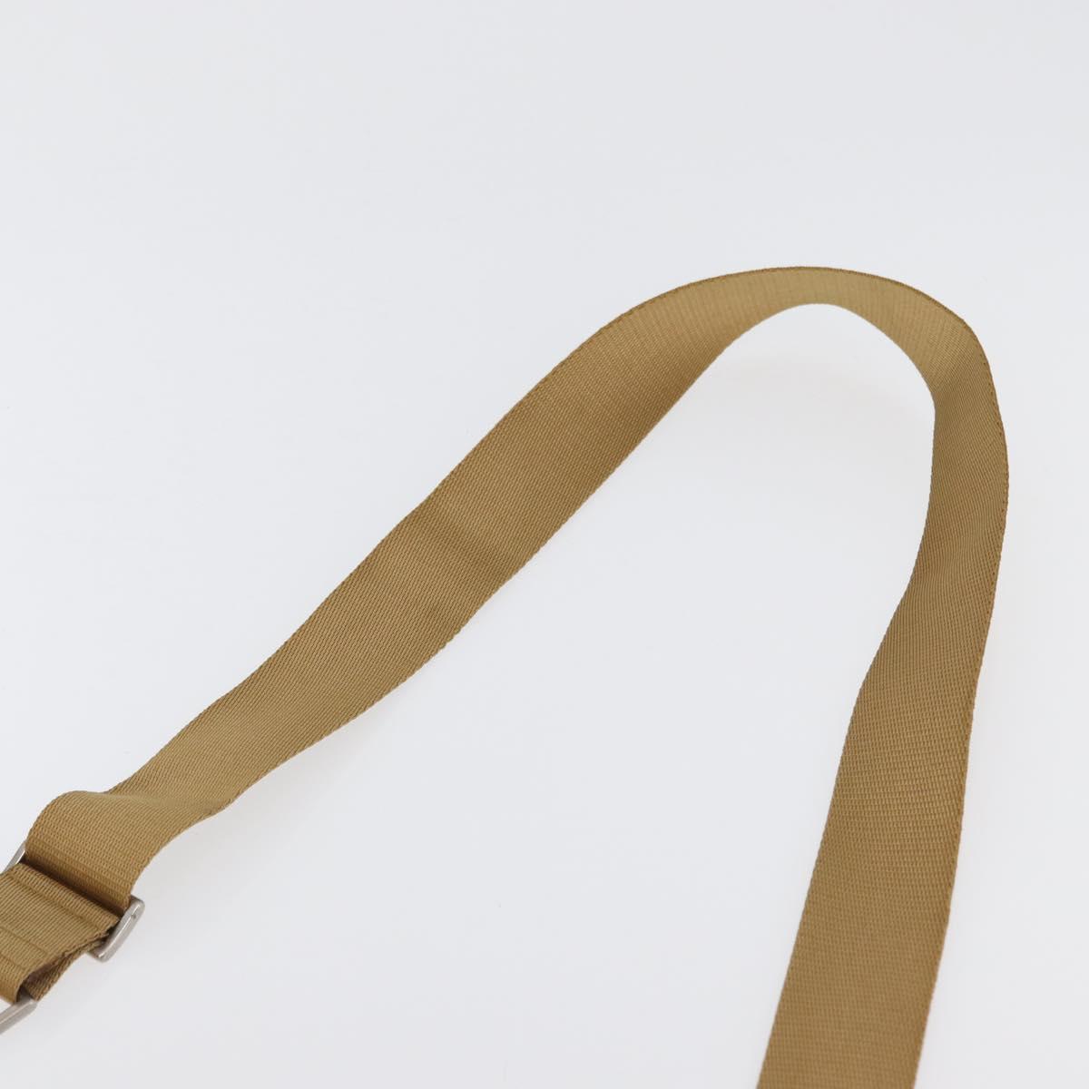 PRADA Shoulder Bag Nylon Beige Silver Auth 170601V