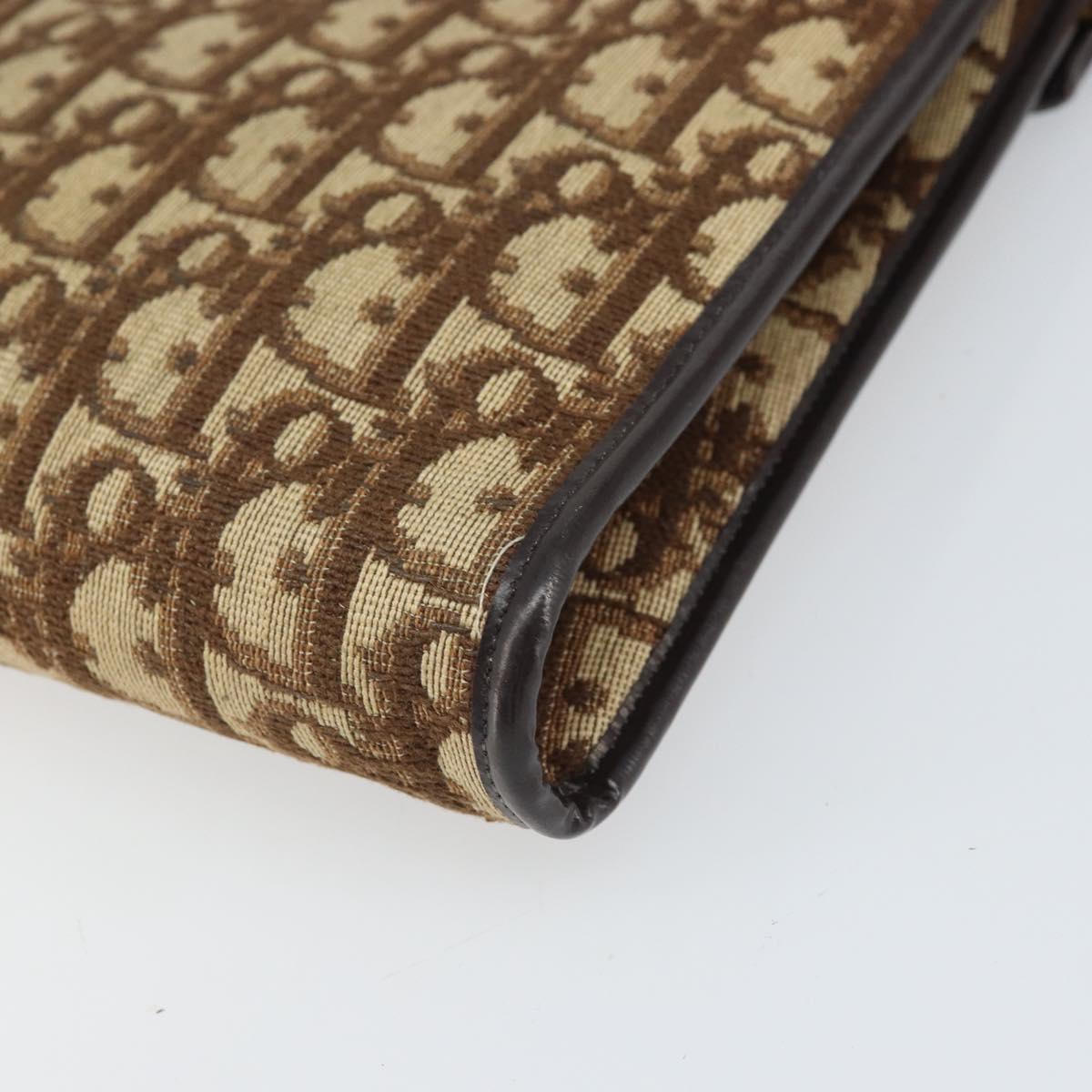 Christian Dior Trotter Canvas Shoulder Bag Beige Gold Auth 170604